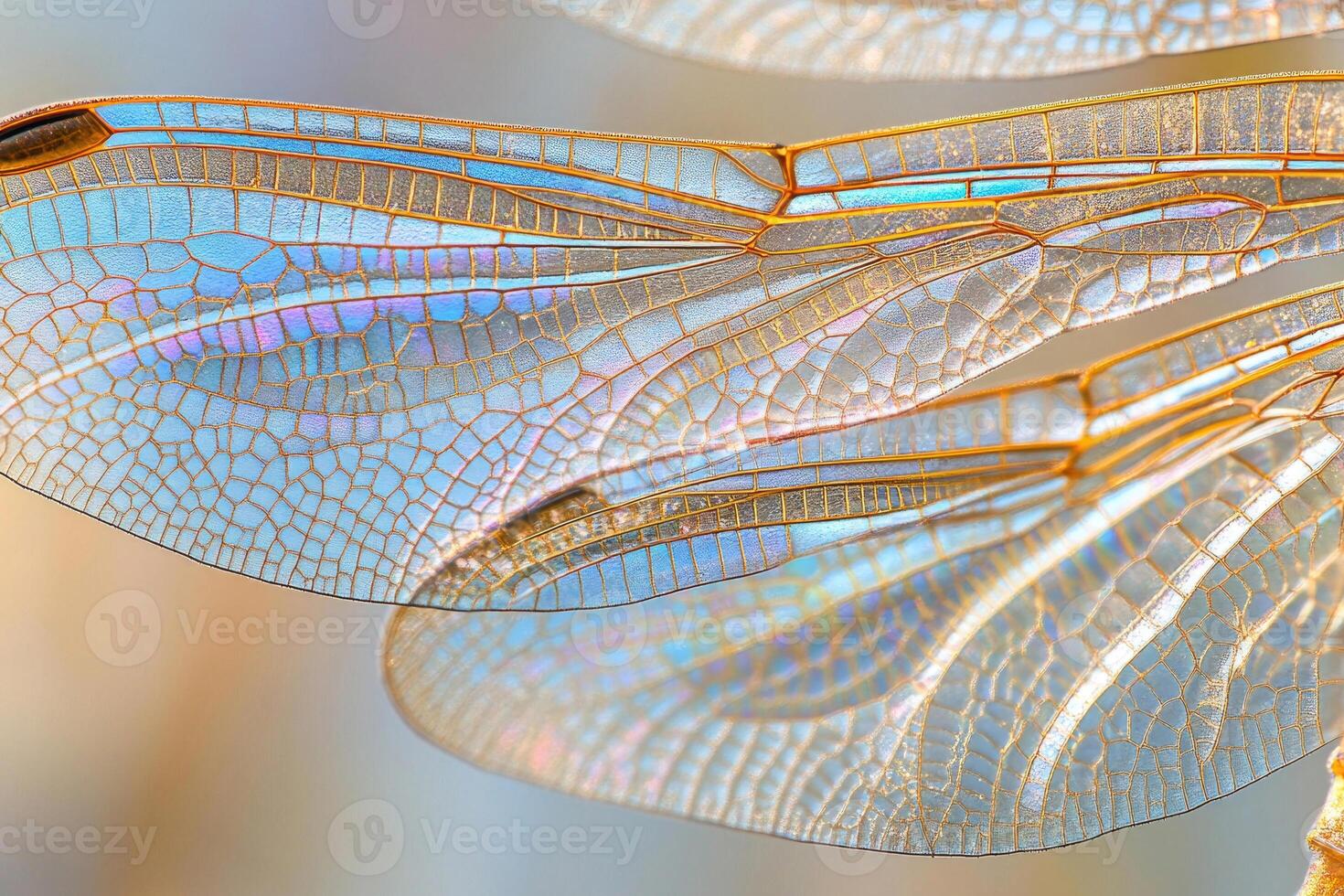 A dragonflys intricate wing pattern captured in detail. photo