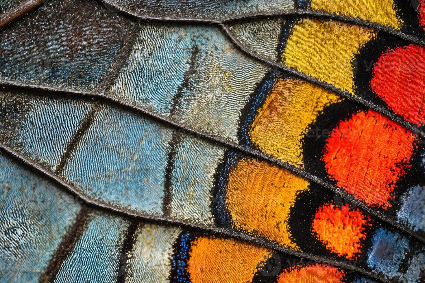 The colorful and detailed pattern of a butterfly wing. photo
