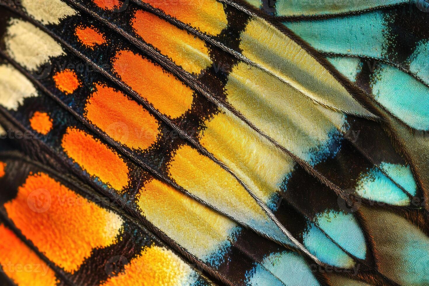 The colorful and detailed pattern of a butterfly wing. photo