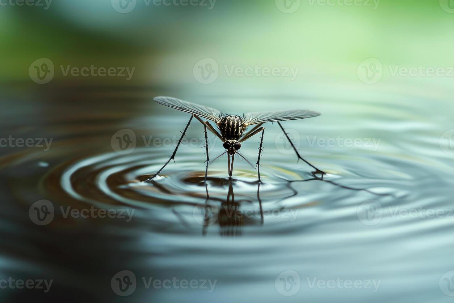 A mosquito resting on the surface of water. photo