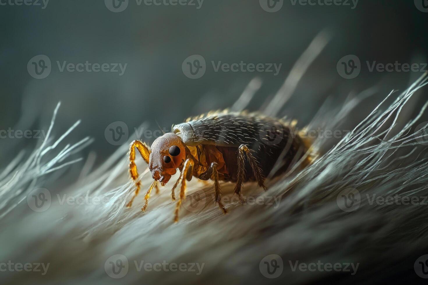 A flea nestled in the fur of an animal. photo
