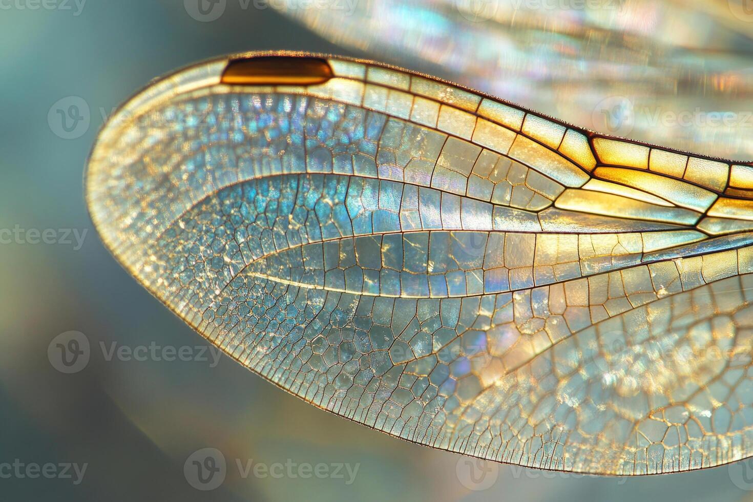 A dragonflys intricate wing pattern captured in detail. photo