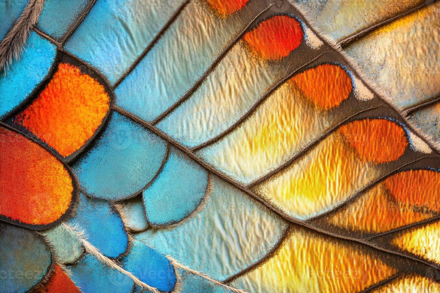 The colorful and detailed pattern of a butterfly wing. photo