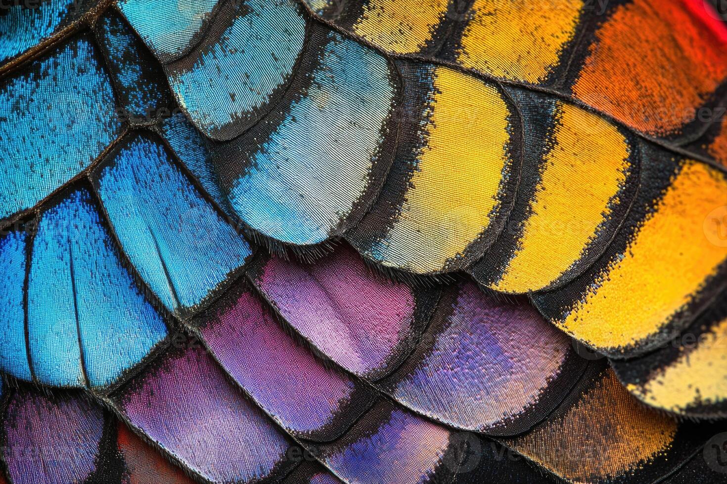 The colorful and detailed pattern of a butterfly wing. photo