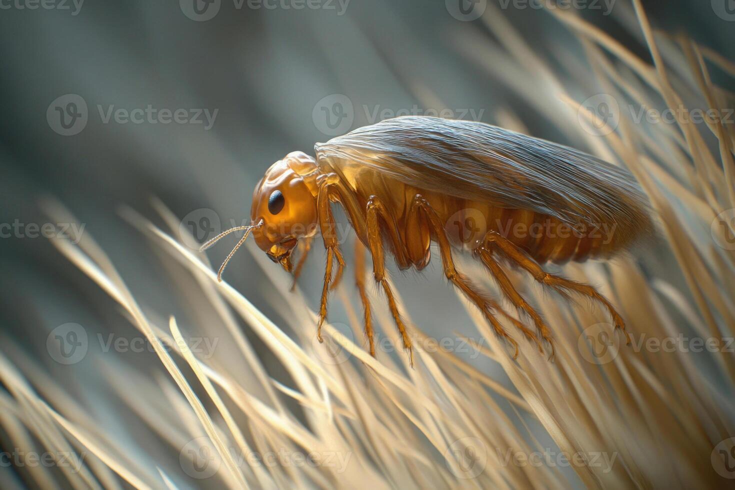 A flea nestled in the fur of an animal. photo