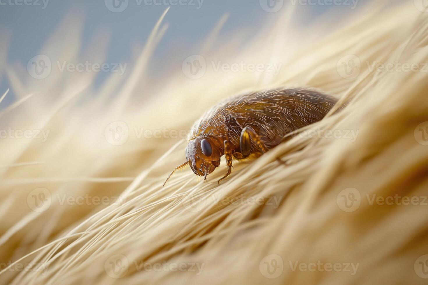 A flea nestled in the fur of an animal. photo