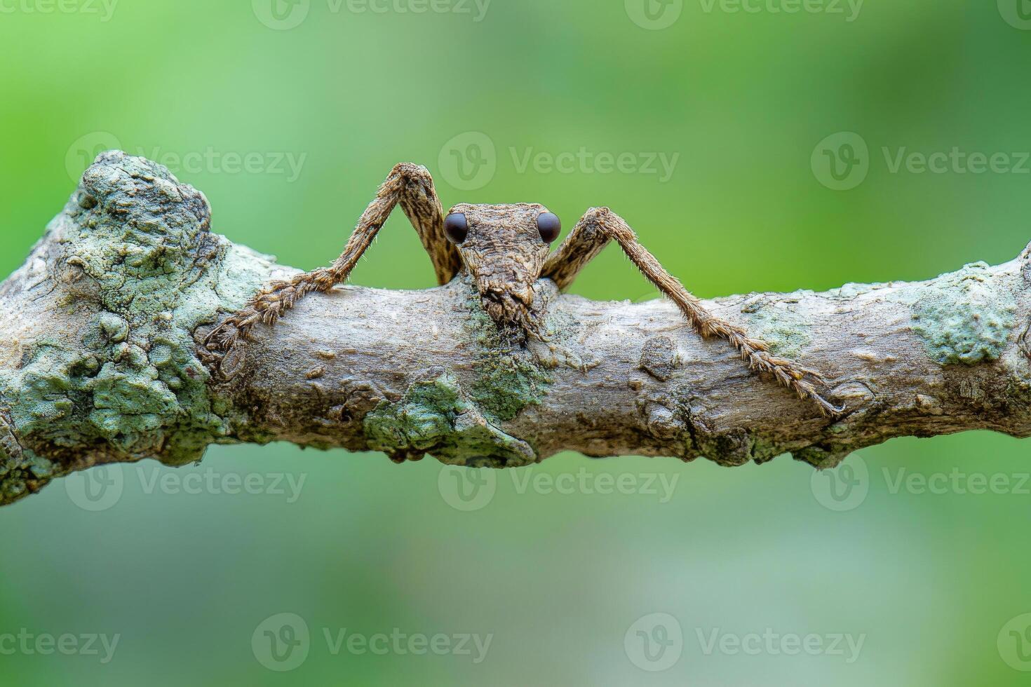 A stick insect perfectly camouflaged on a branch. photo