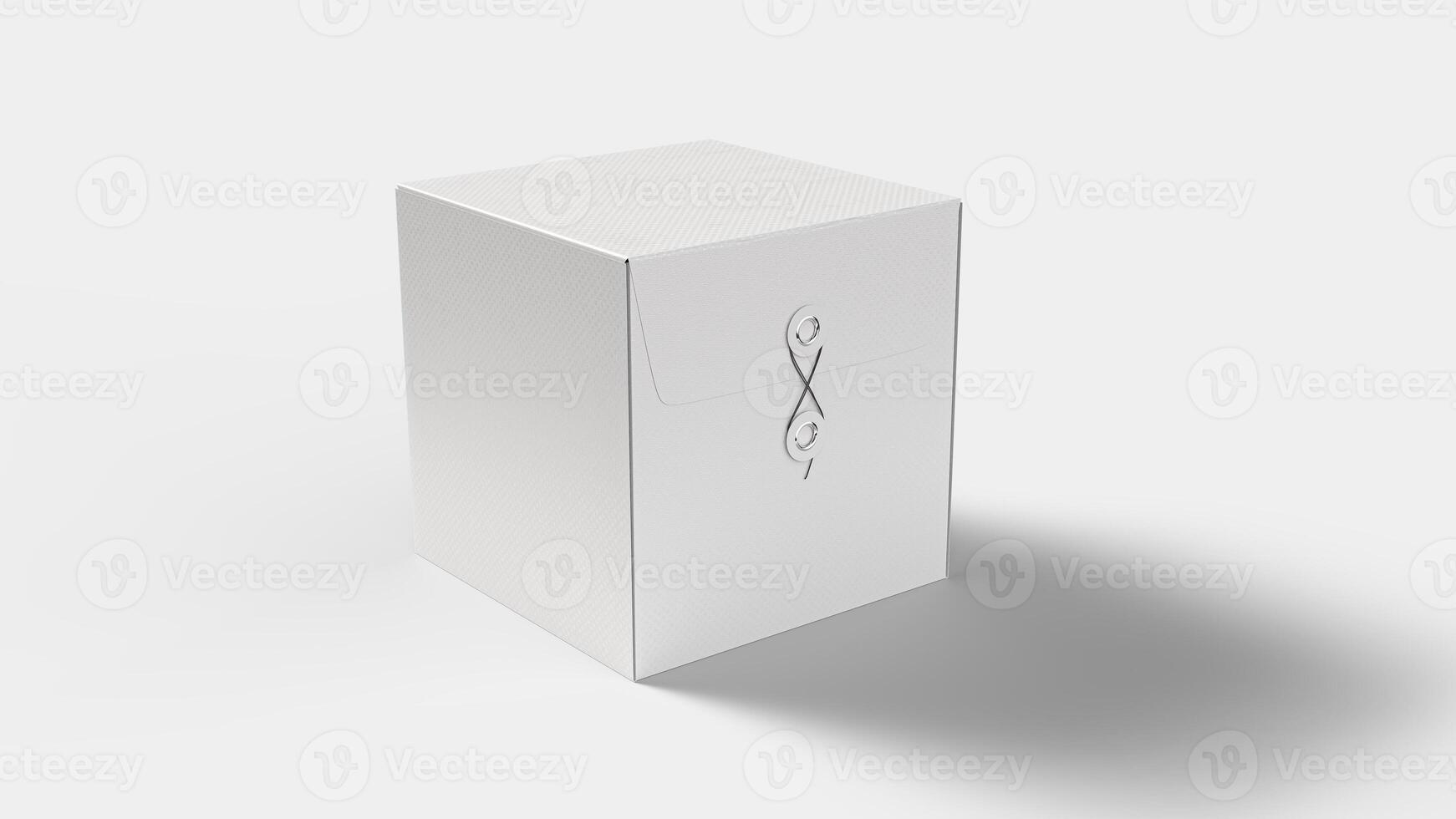 square box with line in white template on white backdrop for mockup creation photo