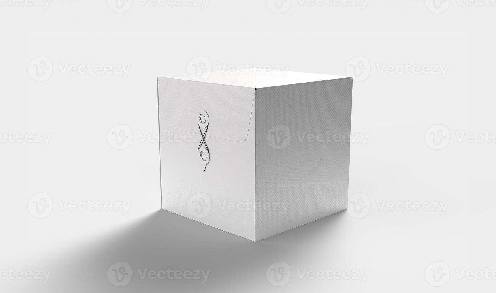 square box with line in white template on white backdrop for mockup creation photo