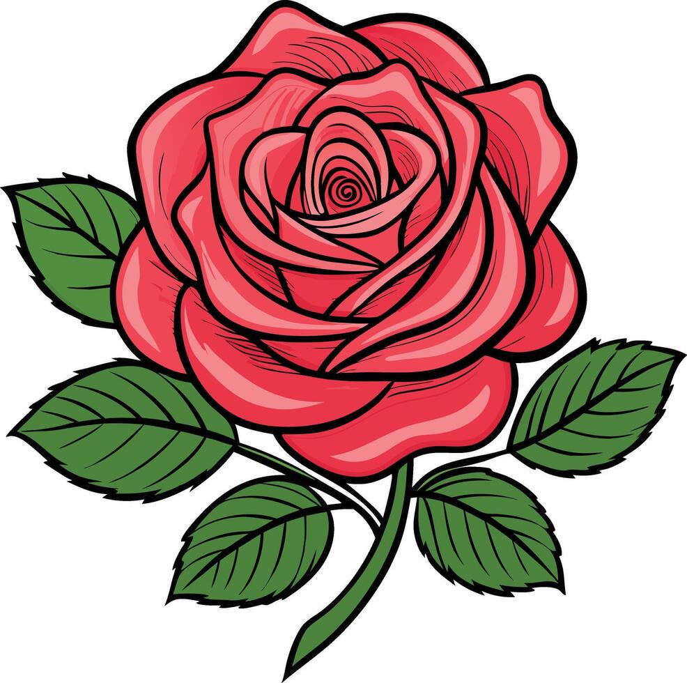 Artful Rendering of a Rose Blossom vector