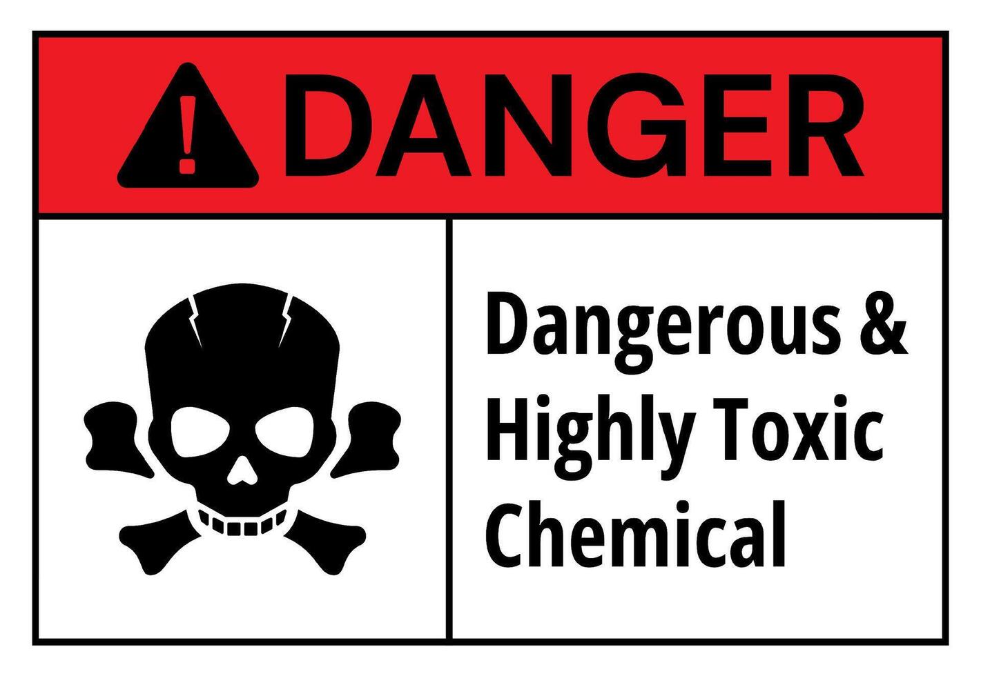 Danger or warning for Dangerous and Highly Toxic Chemical Symbol Sign, Isolated with white background label vector