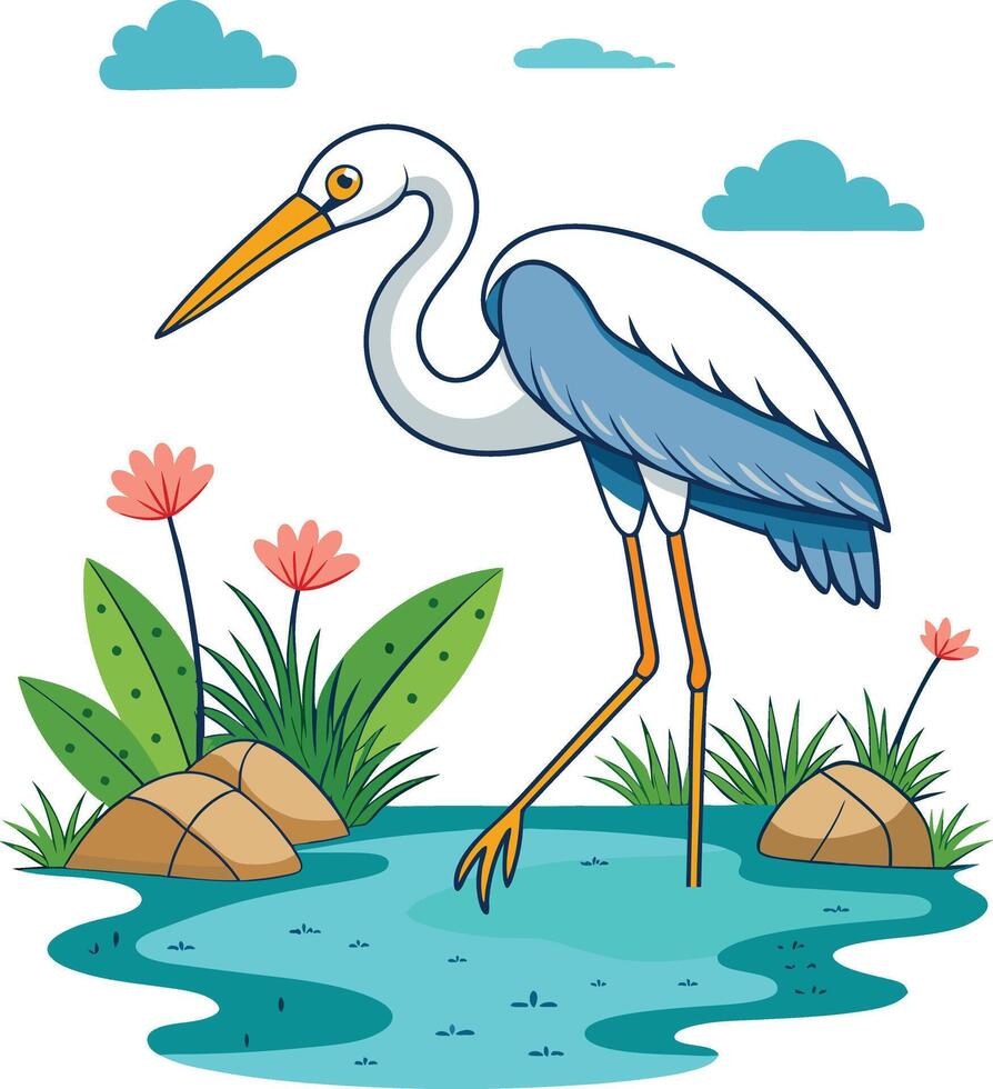 Stork's Expert Fish Hunting Technique vector