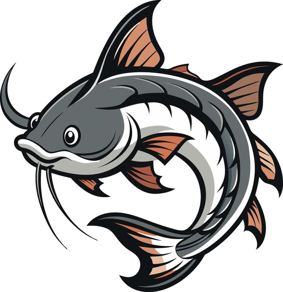 Smooth Catfish Moving Through Still Waters vector