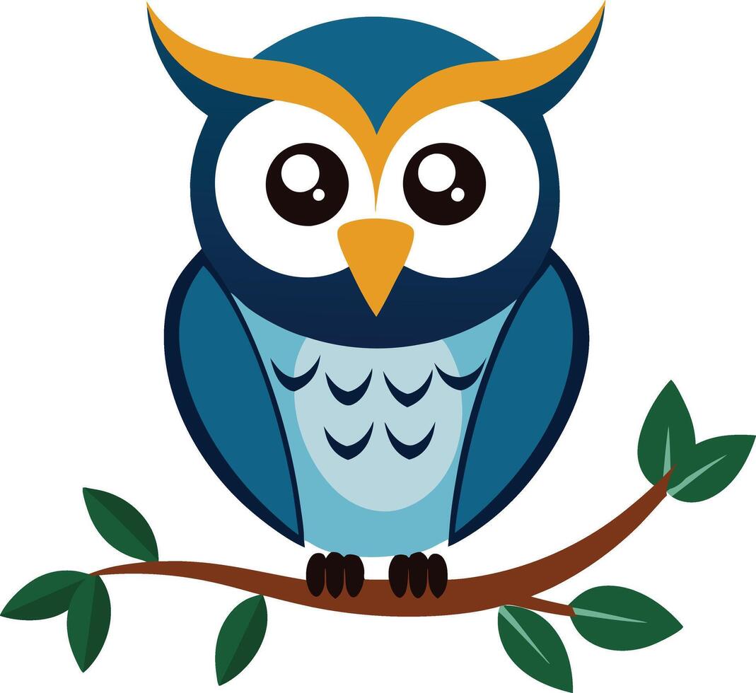 Artistic Owl Perched Gracefully on Branch vector