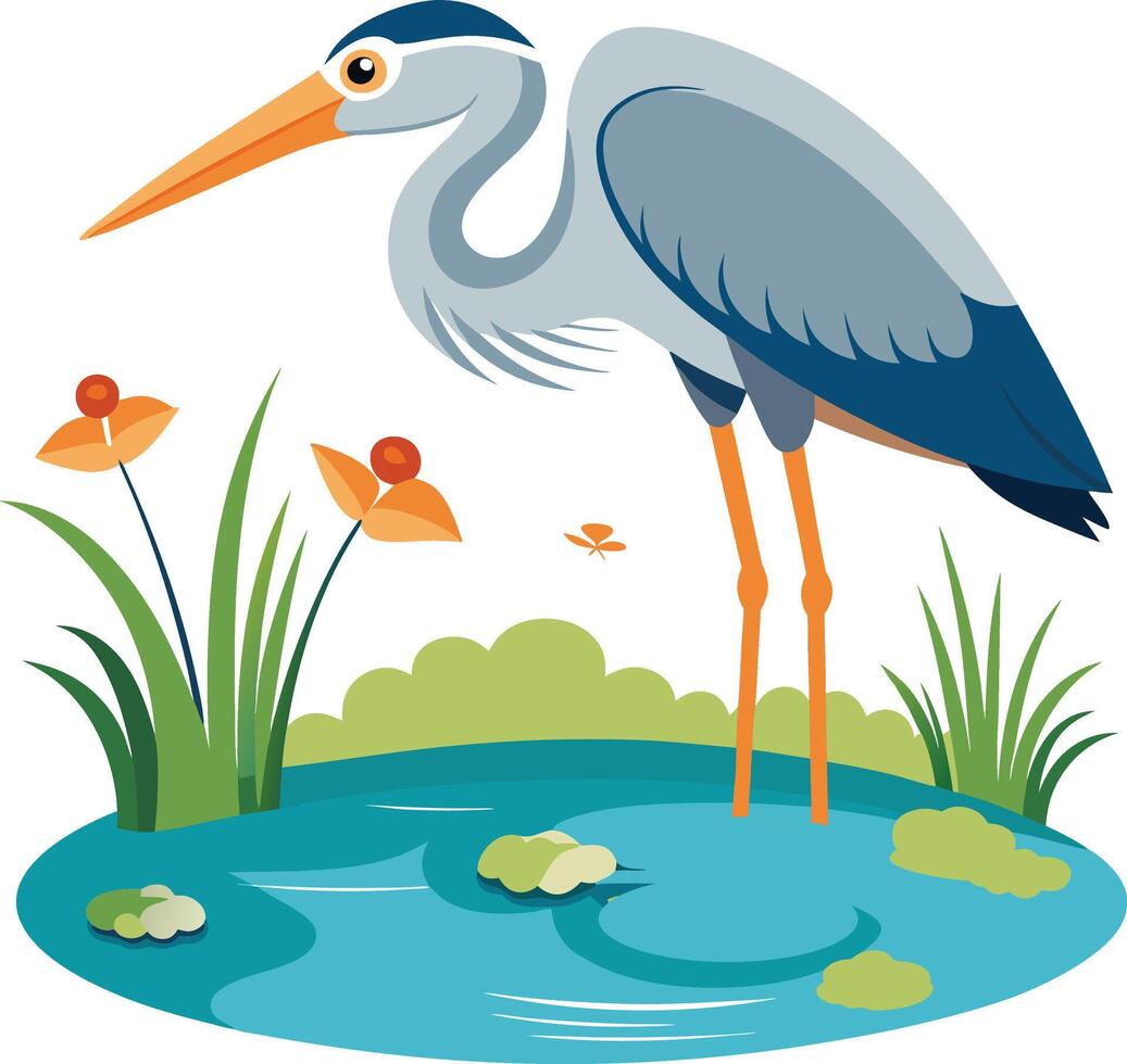 Cartoon Illustration of a stork vector