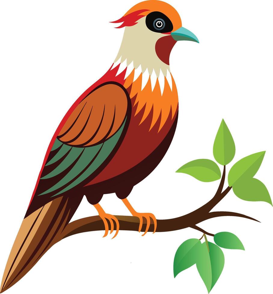 Pigeon Perched on Wooded Limb vector