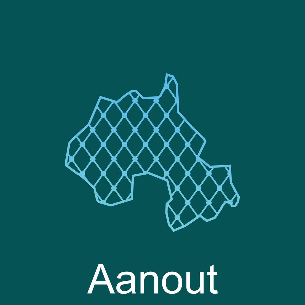 Map of Aanout design template with dot technology, national borders and important cities illustration vector
