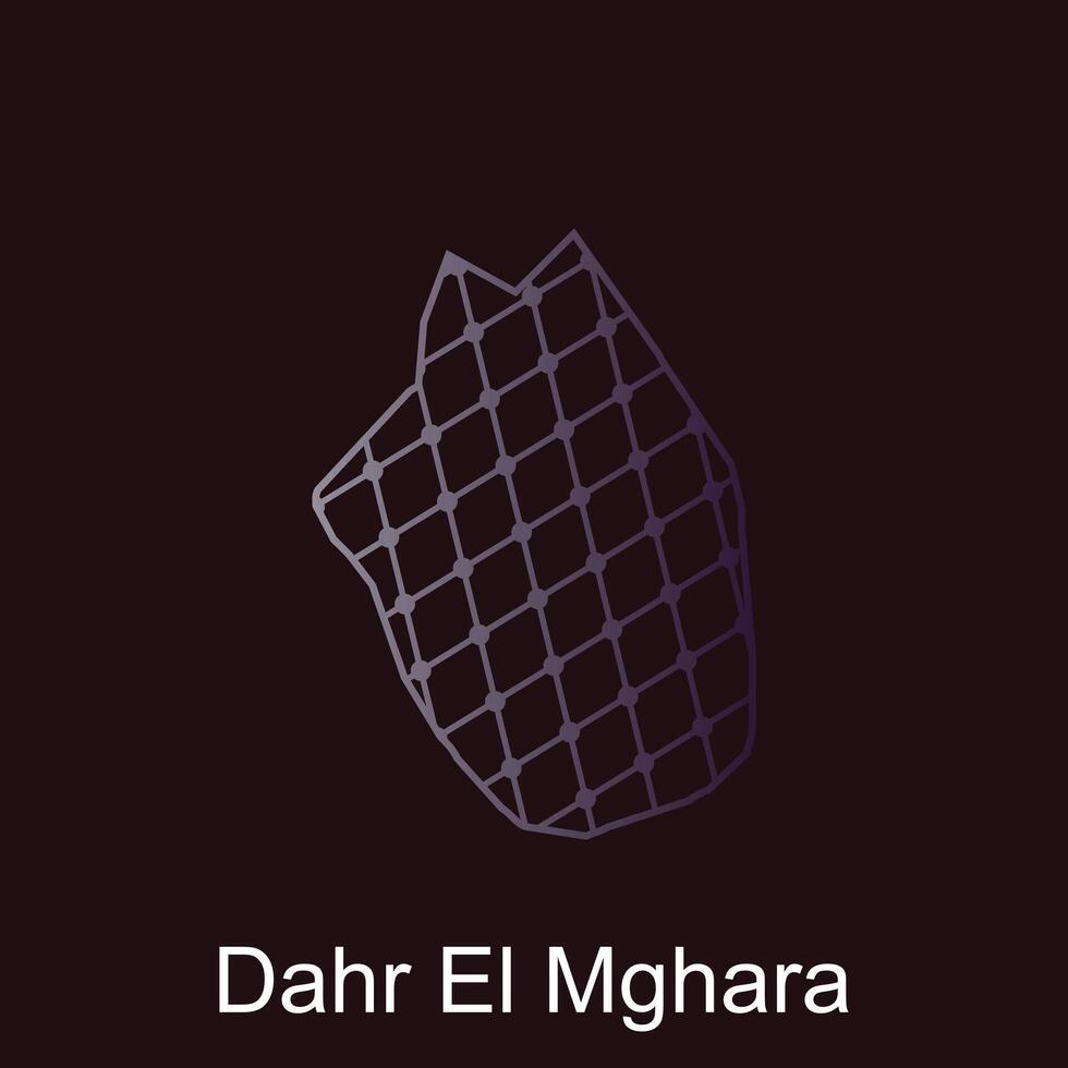 Map of Dahr El Mghara design template with dot technology, national borders and important cities illustration vector