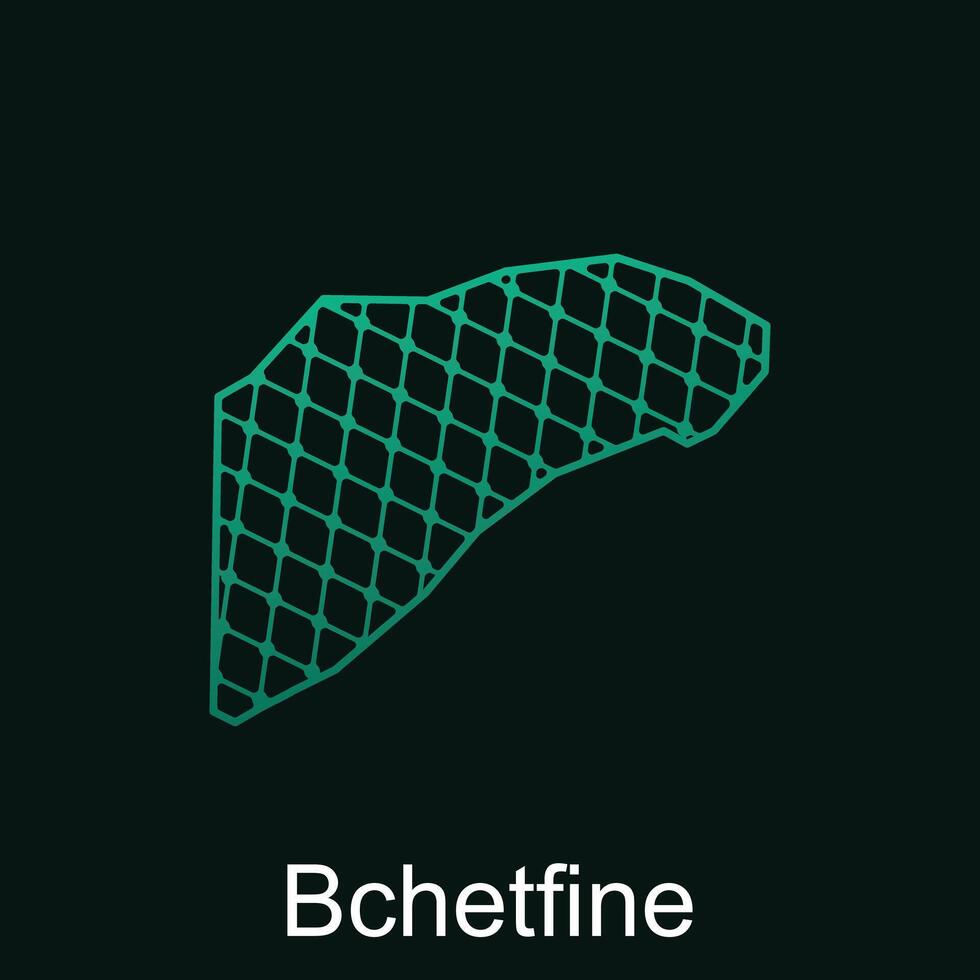 Map of Bchetfine design template with dot technology, national borders and important cities illustration vector