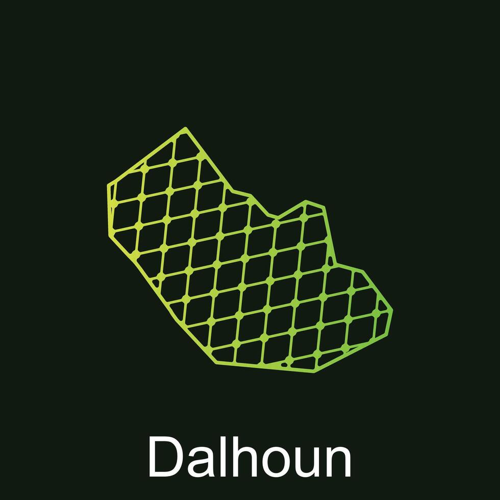 Map of Dalhoun design template with dot technology, national borders and important cities illustration vector