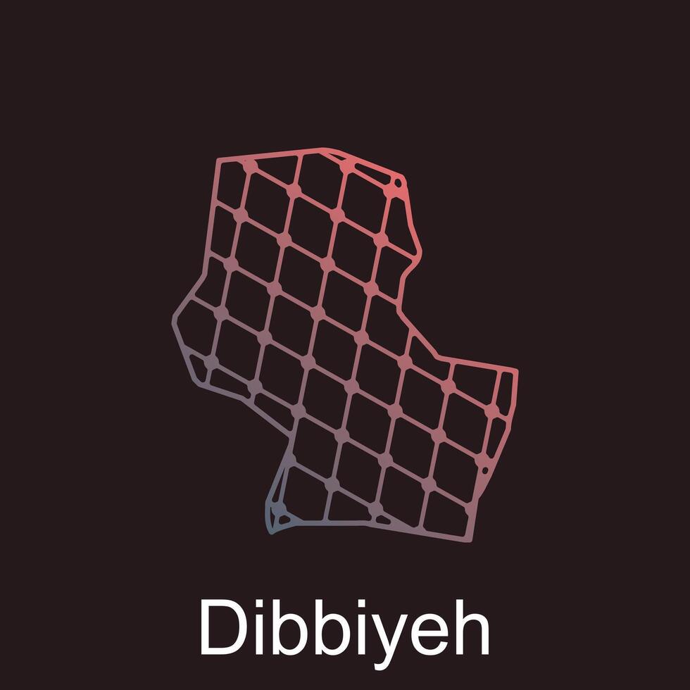 Map of Dibbiyeh design template with dot technology, national borders and important cities illustration vector