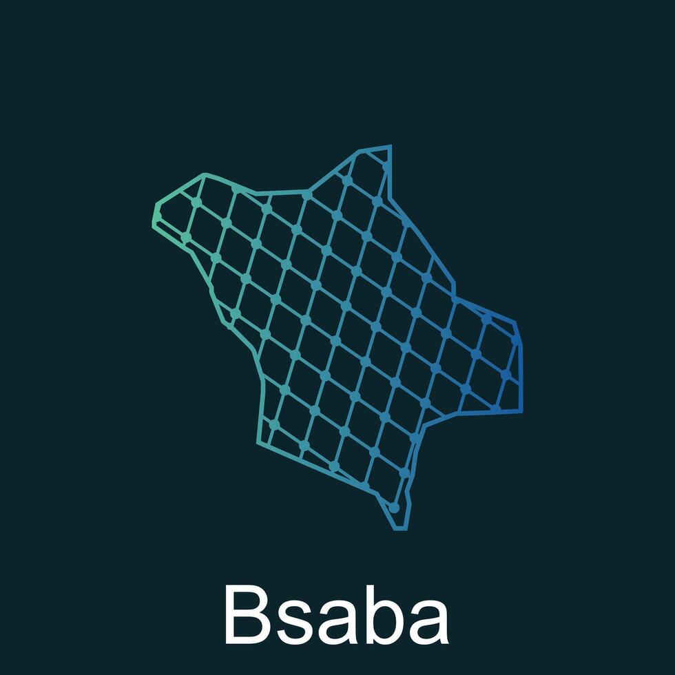 Map of Bsaba design template with dot technology, national borders and important cities illustration vector