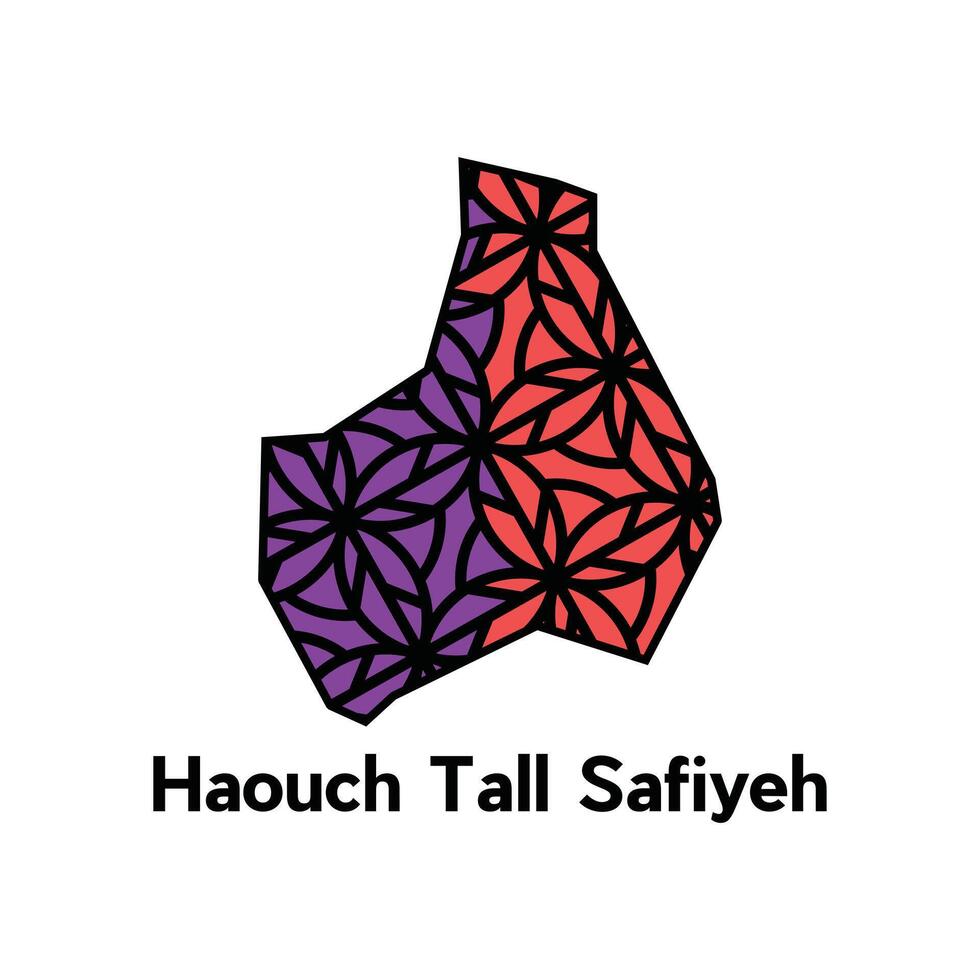 Haouch Tall Safiyeh City of Lebanon map illustration, template with geometric style isolated on white background vector