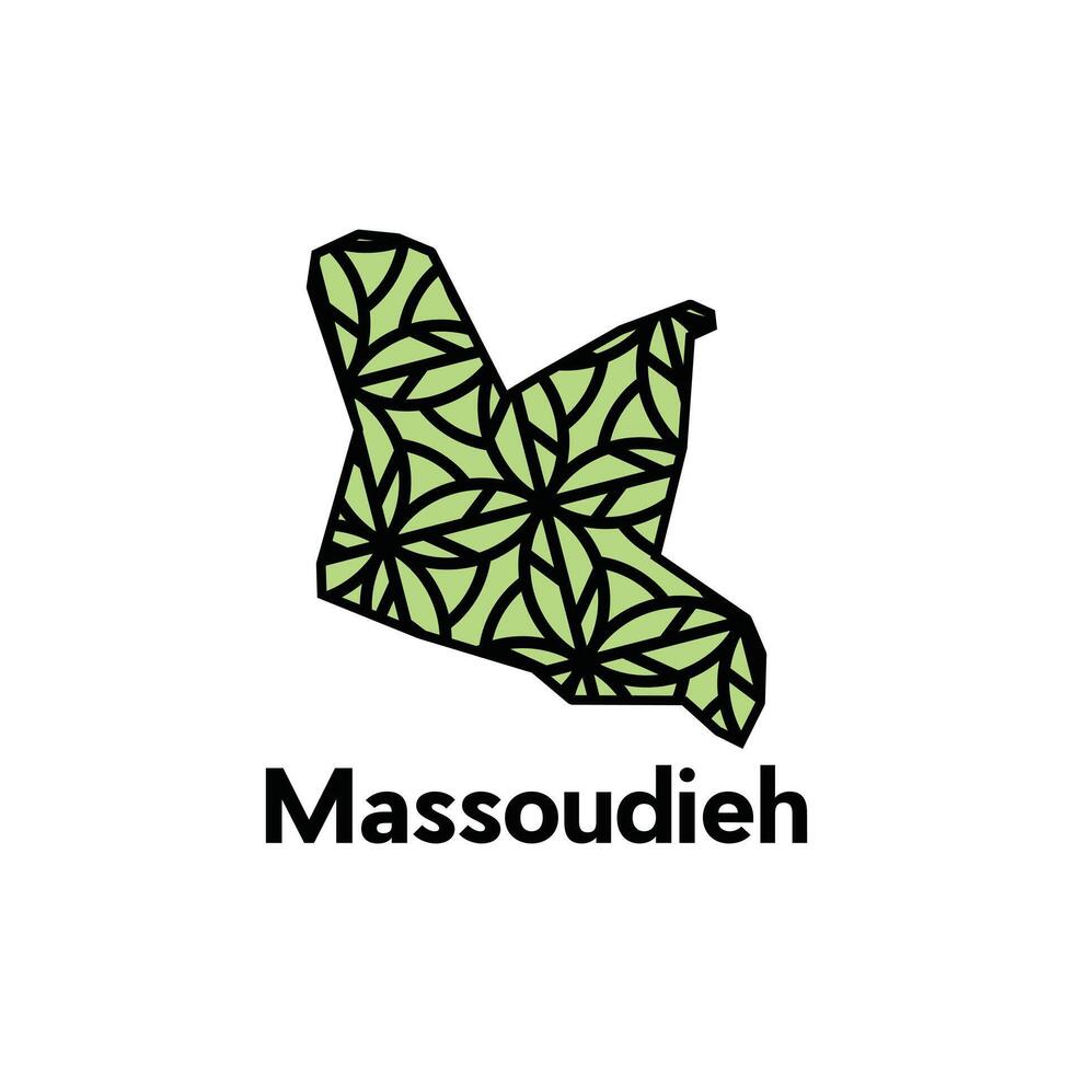 Massoudieh City of Lebanon map illustration, template with geometric style isolated on white background vector