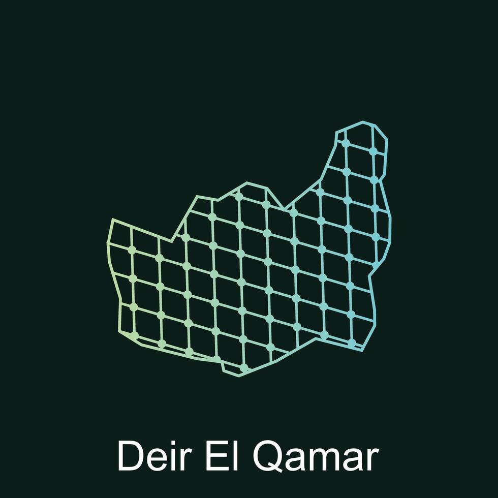 Map of Deir El Qamar design template with dot technology, national borders and important cities illustration vector