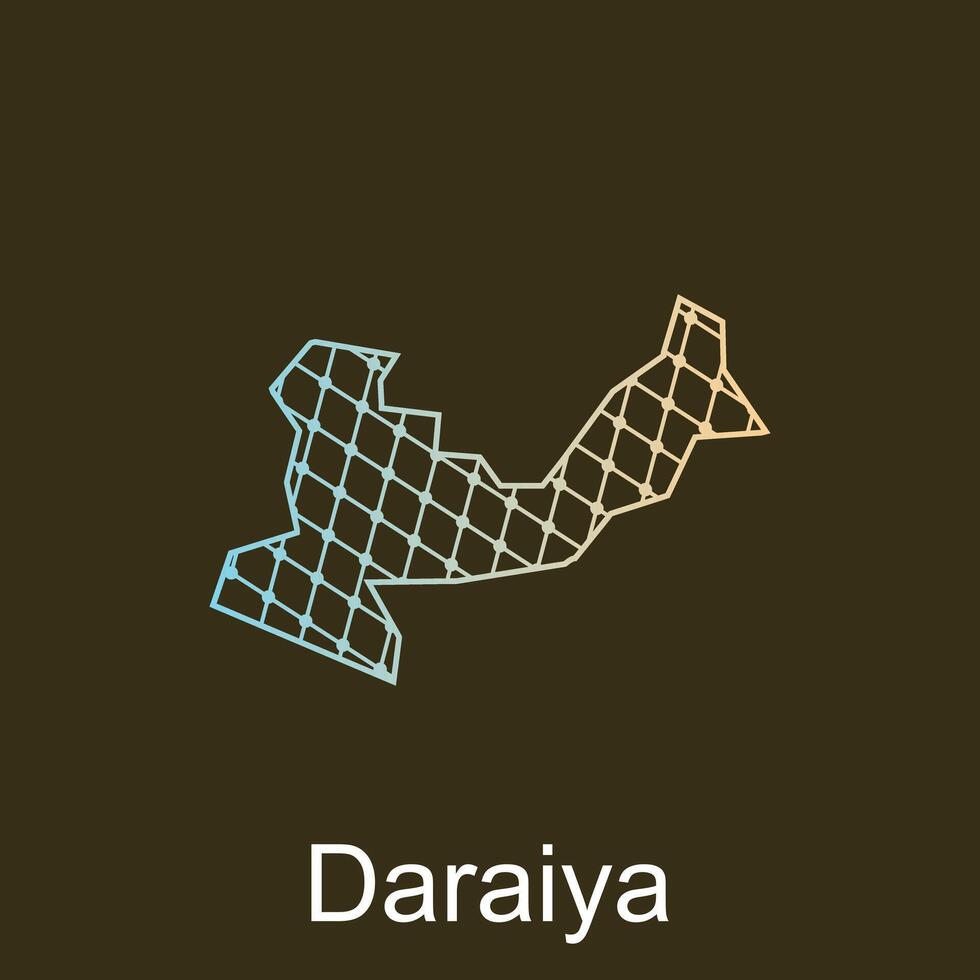 Map of Daraiya design template with dot technology, national borders and important cities illustration vector