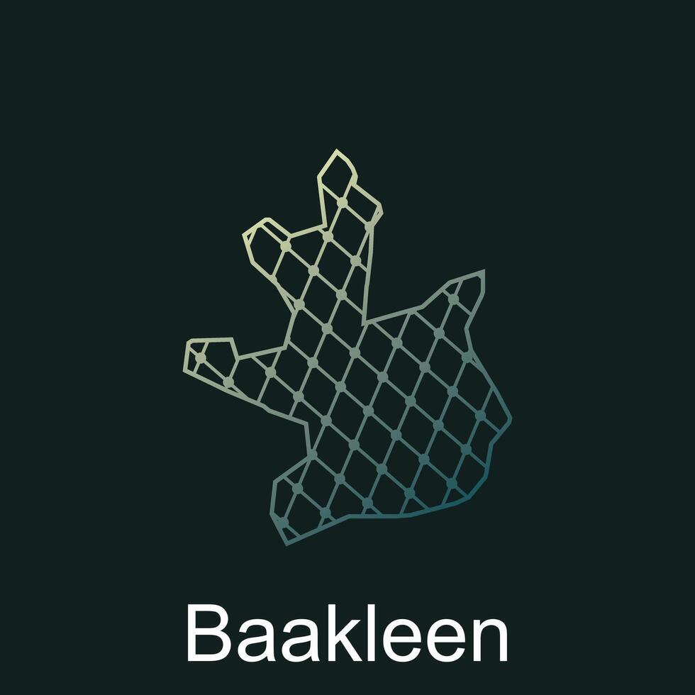 Map of Baakleen design template with dot technology, national borders and important cities illustration vector