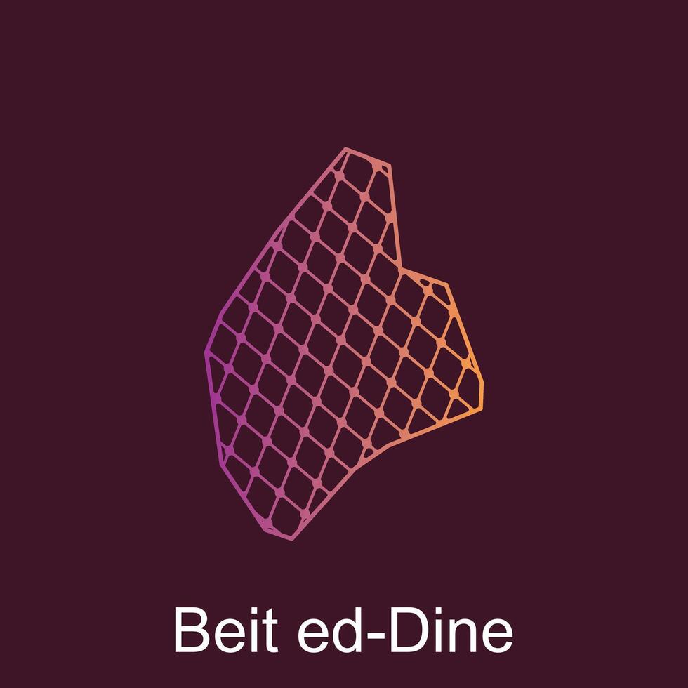 Map of Beit ed Dine design template with dot technology, national borders and important cities illustration vector