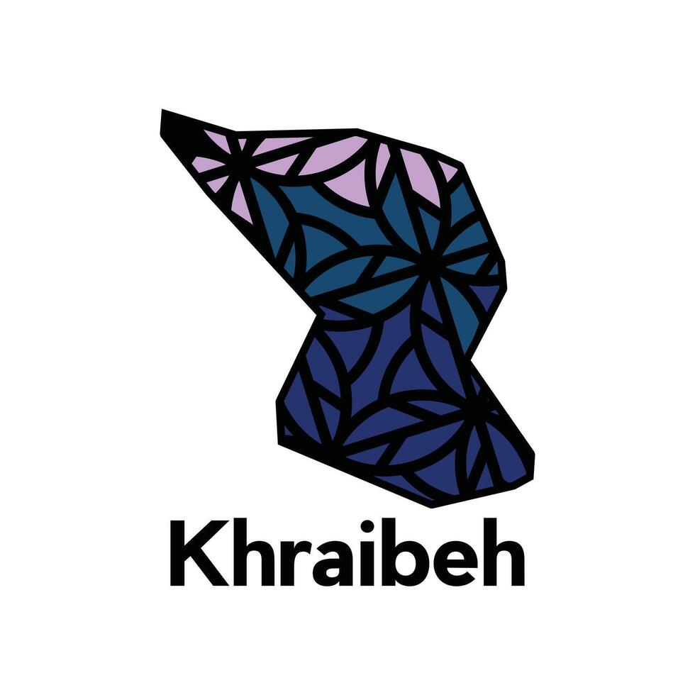 Khraibeh City of Lebanon map illustration, template with geometric style isolated on white background vector