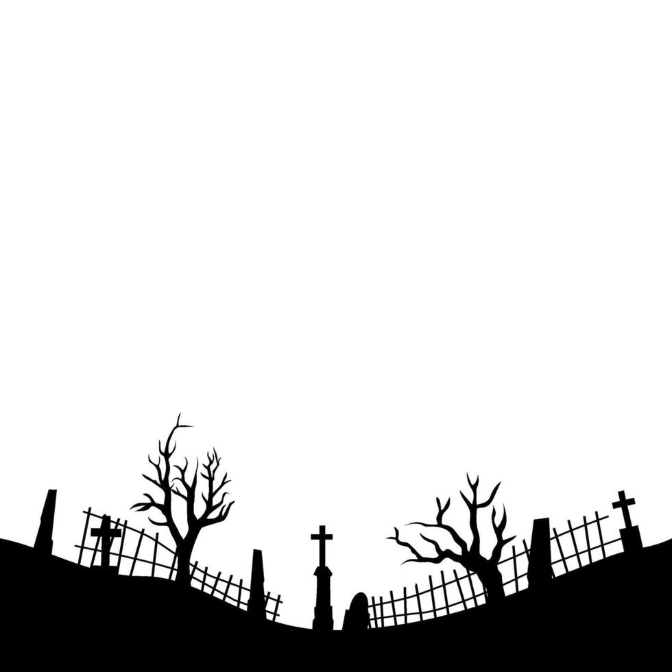 Halloween Graveyard Land Silhouette vector
