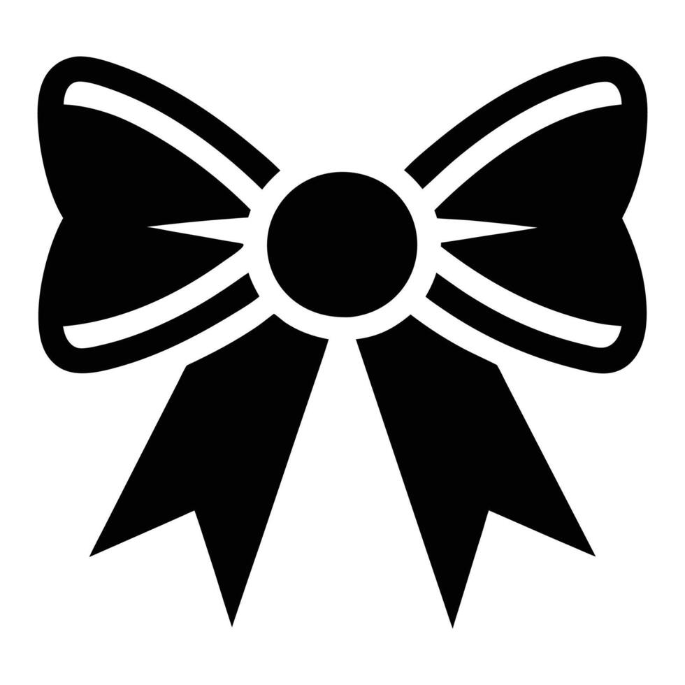 bow icon, flat graphics, design element, black outline isolated on white background, illustration vector