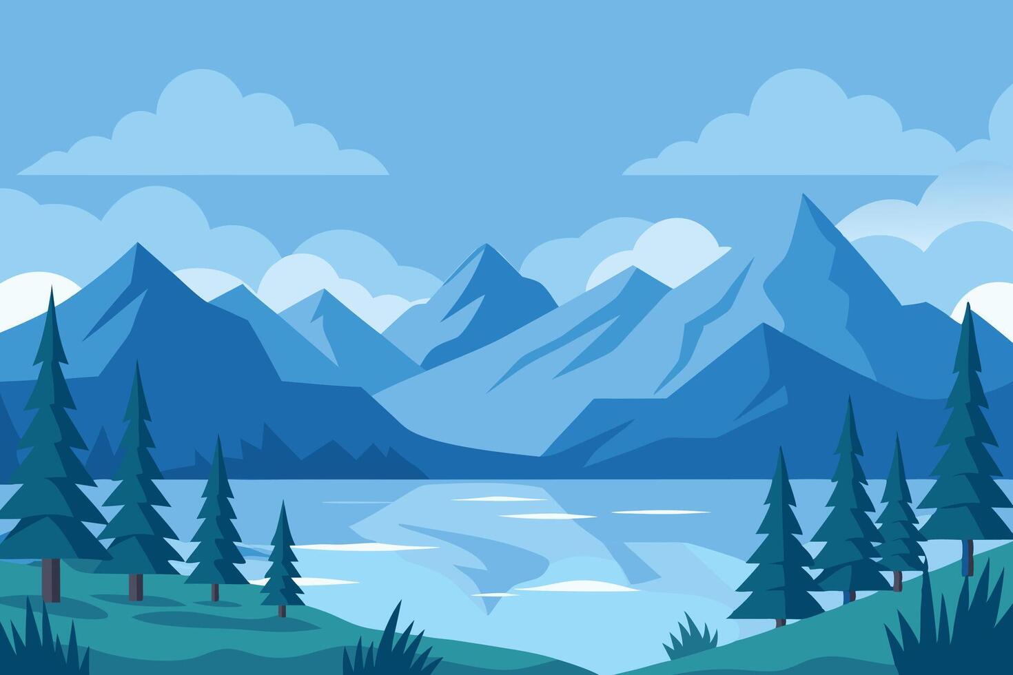 Mountain peak view landscape with sunrise soft light vector