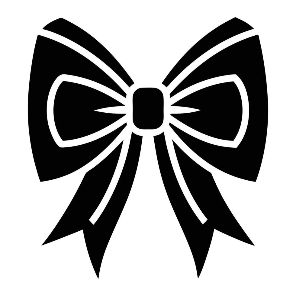 bow icon, flat graphics, design element, black outline isolated on white background, illustration vector