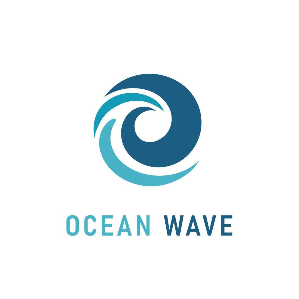 Stylized ocean wave forming a circle logo template vector