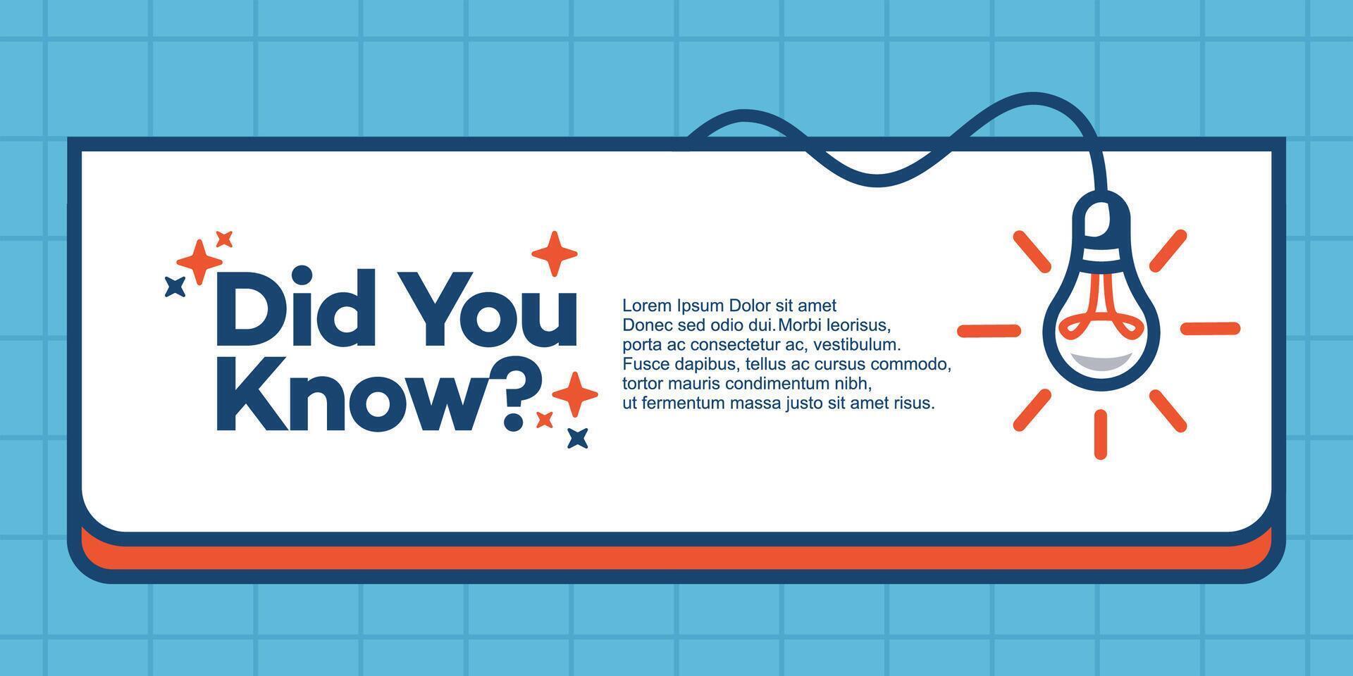 fun fact blank template fyi with lightbulb idea and cable symbol element. Did you know geometric message bubble with light image. template post icon for social media background. vector