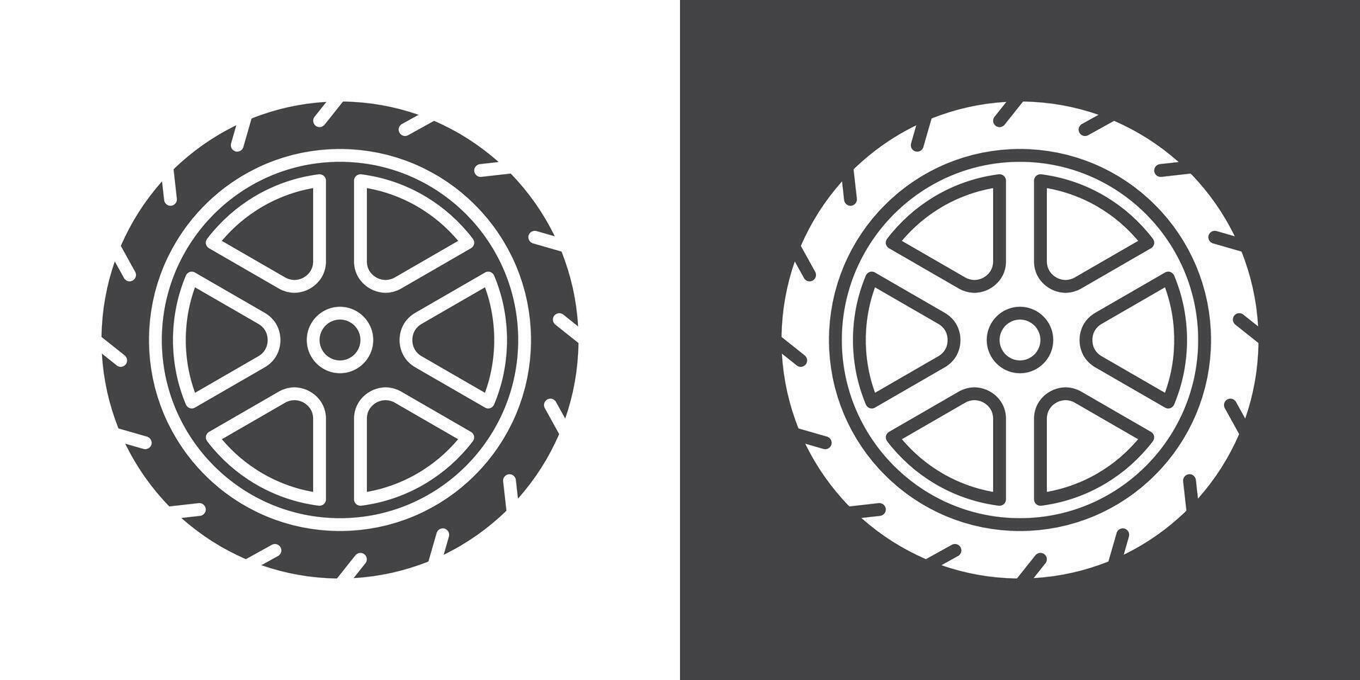 Car wheel icon Thin line illustration set vector
