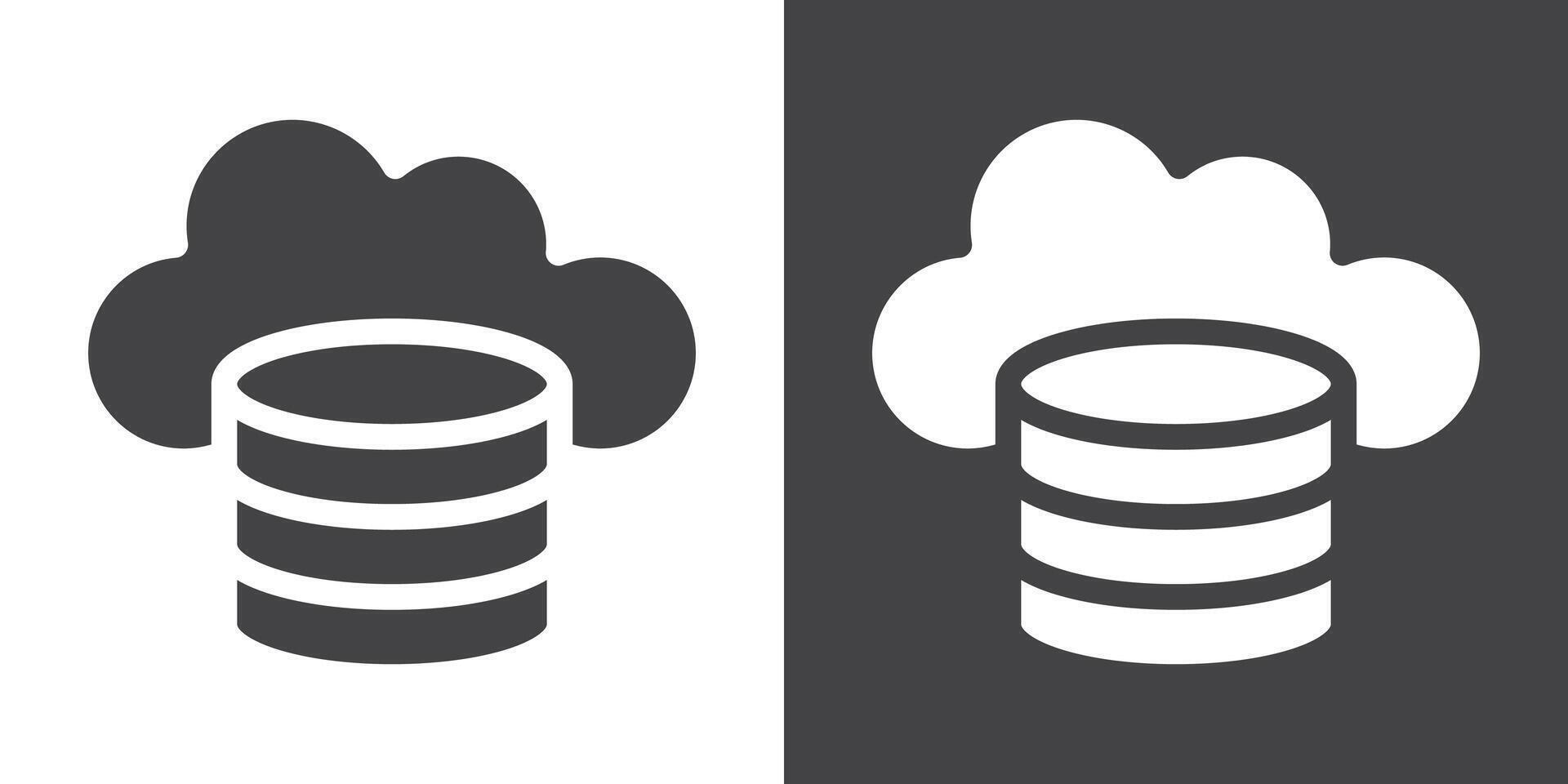 Cloud database icon Thin line illustration set vector