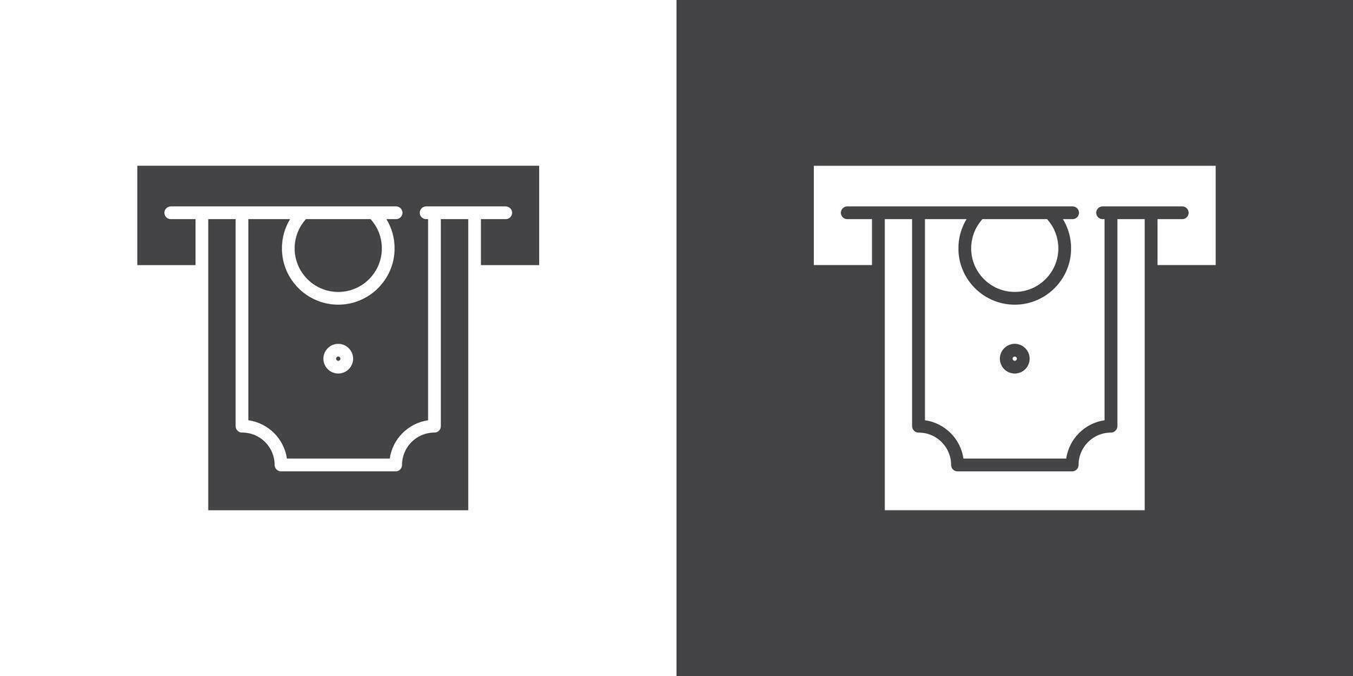 ATM cash icon Thin line illustration set vector