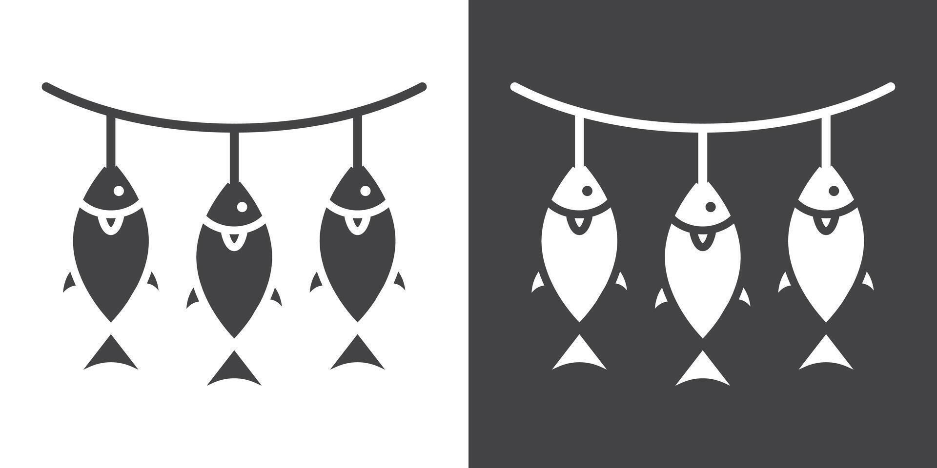 Dried fish icon Thin line illustration set vector