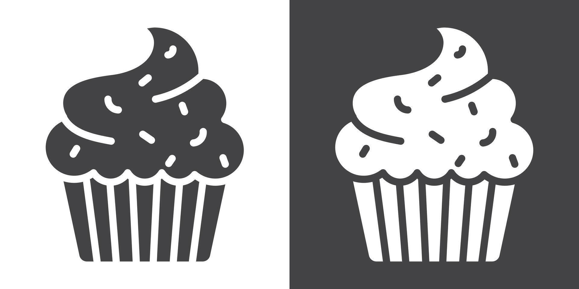 Cupcake icon Thin line illustration set vector