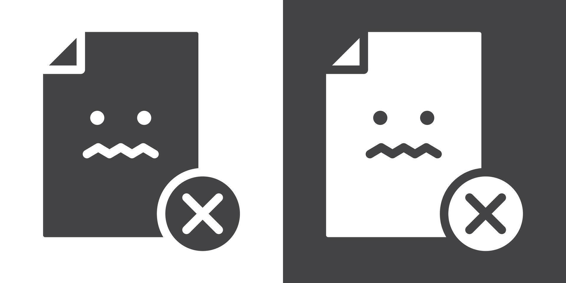 Corrupted file icon Thin line illustration set vector