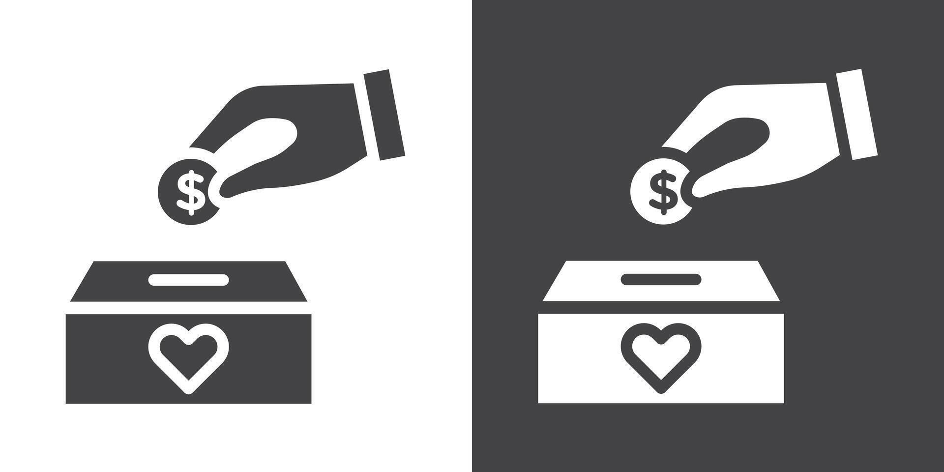 Donation icon Thin line illustration set vector