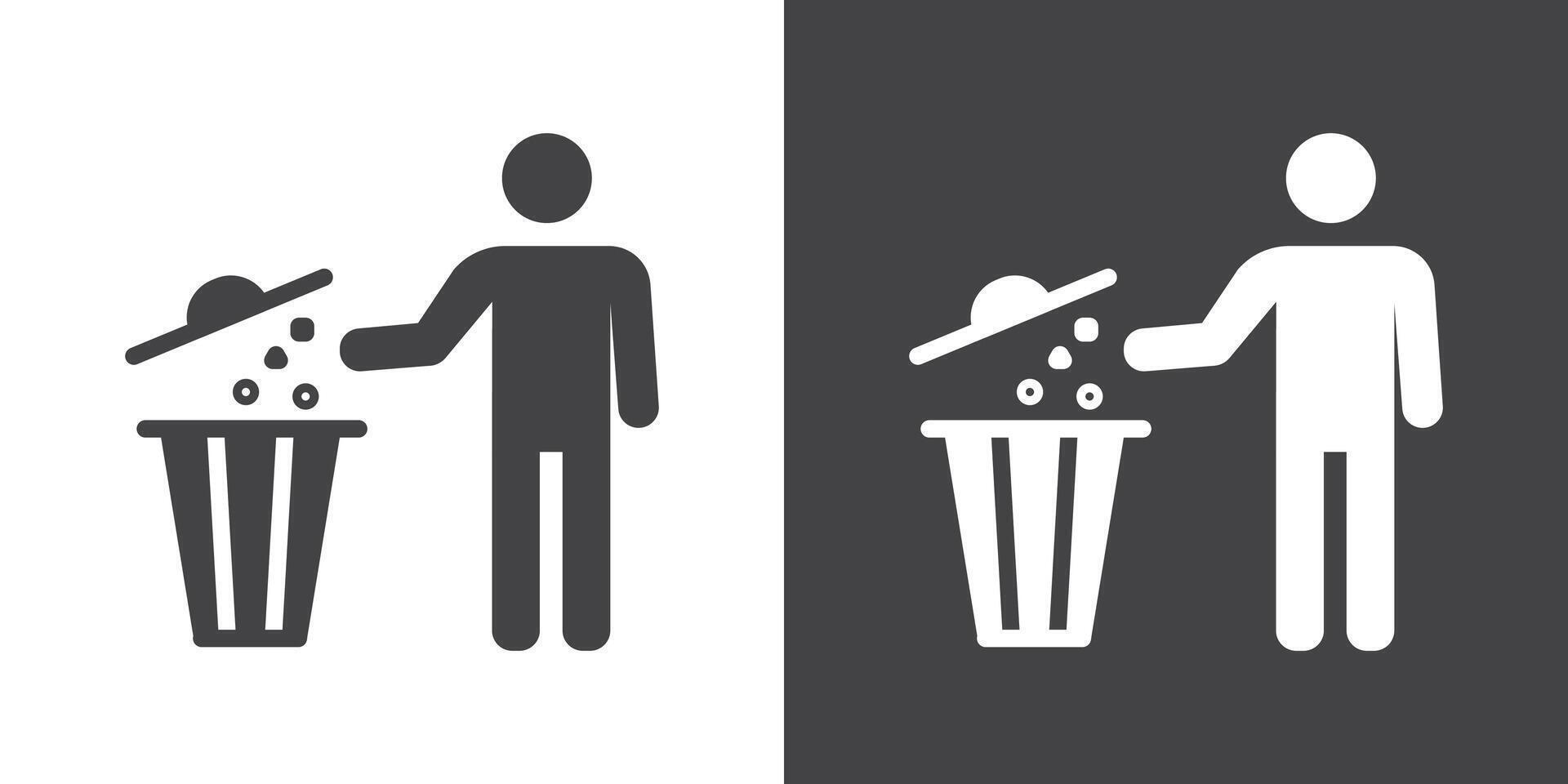 Waste Bin icon Thin line illustration set vector