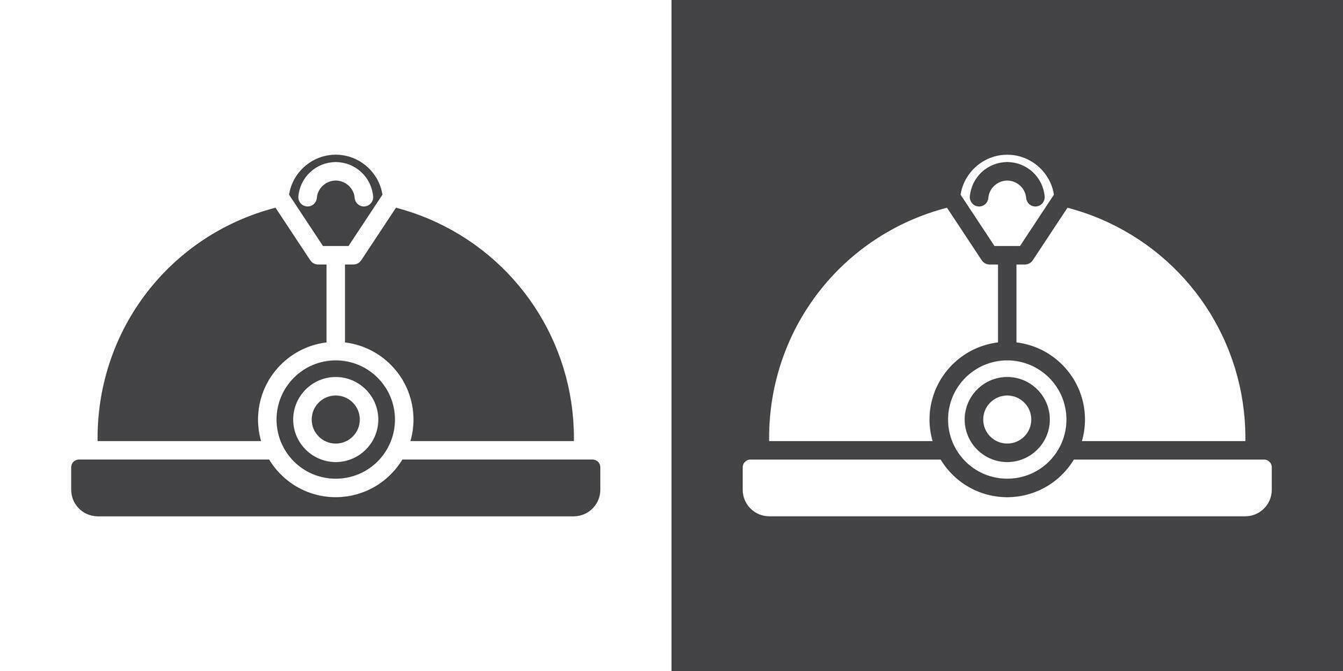 Torch helmet icon Thin line illustration set vector