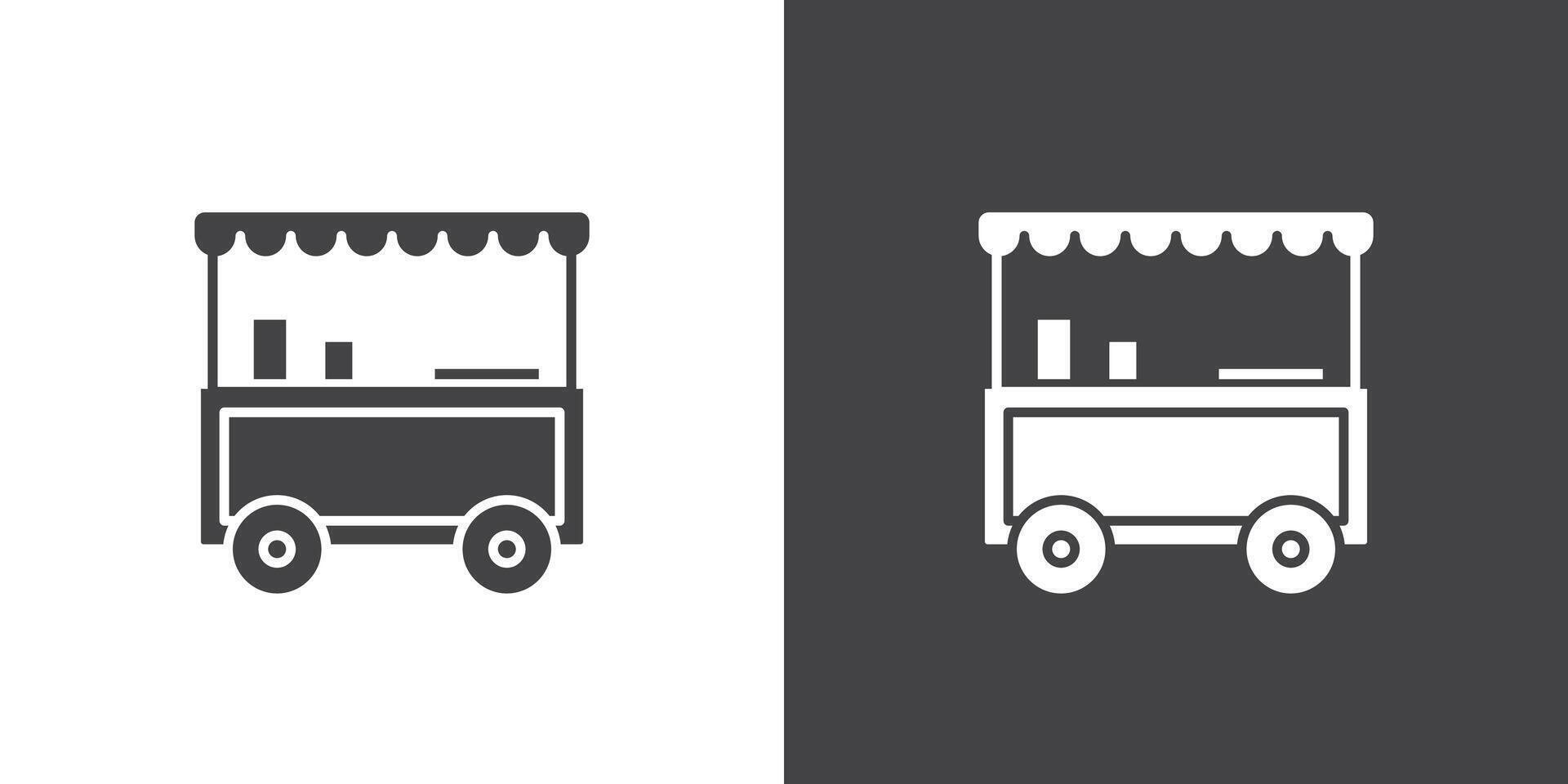 Food cart icon Thin line illustration set vector