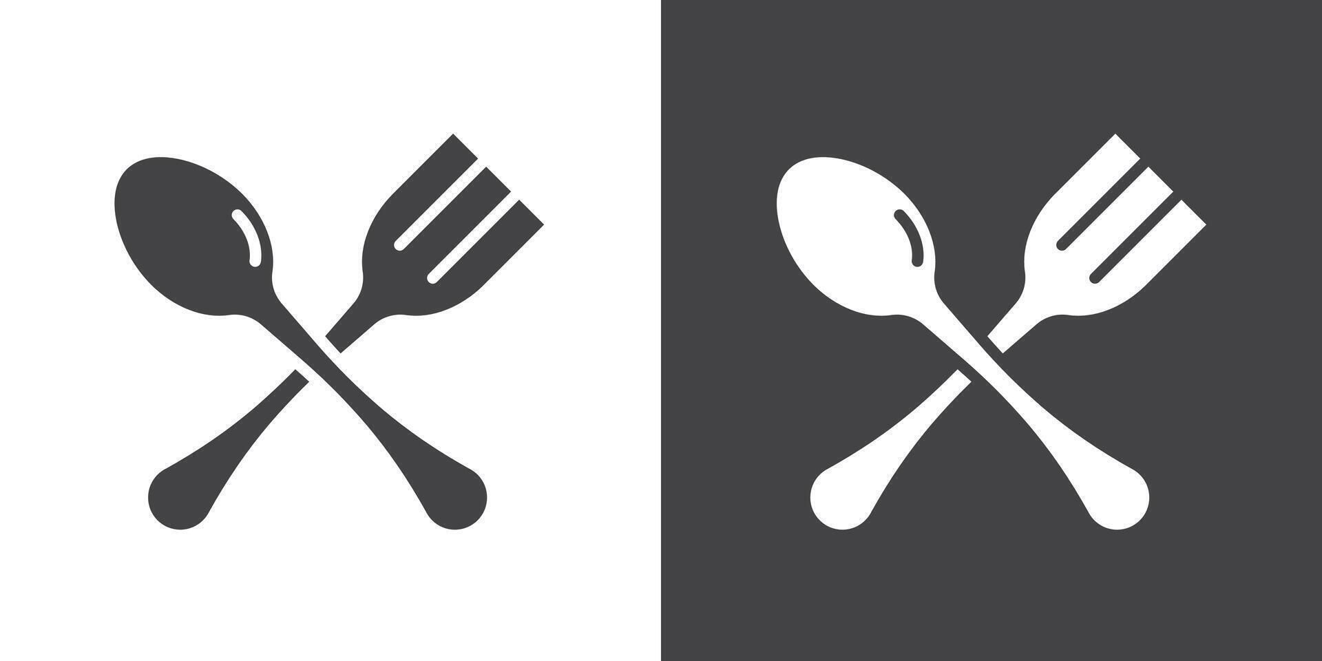 Spoon and fork icon Thin line illustration set vector